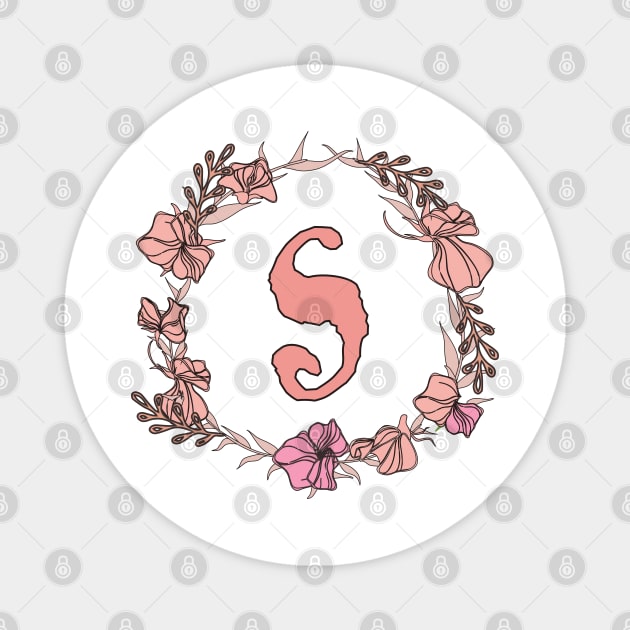 Letter S Rose Pink Initial Monogram - Letter s Magnet by Tilila